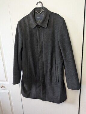 BANANA REPUBLIC Men Wool Mix Winter Coat Gray Color Pockets Mid Lenght Size M